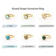 "Labradorite Turquoise Amethyst & Different Gemstone Ring Jewelry, Checkers Cut Stone Handmade Ring, Gold Vintage Statement Rings. (1419) Product Specifications : Gemstone Name : See the Variations Stone Shape : Round Stone Size : 10 MM Stone Color : Blue/Green/Gray/White Plating : Gold Plated Ring Size : 8 US Stone Cut : Checkers Cut Material : Brass PC : 1419 GEMSTONE OPTIONS These are available in Different Stone options. Click The Link :- https://www.etsy.com/in-en/shop/TheGemstoneJewelry?ref=seller-platform-mcnav&search_query=1419 This Ring is made by Brass material with gemstone. It's looking very beautiful with gold plating. You can Be wear it any party, Vacation, Travel etc. You can carry it on you casually. We have lots of designer fashion jewelry. We are manufacturer, wholesaler Howlite Rings, Large Stone Rings, Red Stone Ring, Citrine Stone, Citrine Ring, Stone Gold, Onyx Ring, Plated Ring, Gift Ring