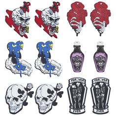 PRICES MAY VARY. ❤[GOTHIC STYLE CHARMS]: The acrylic charms are full of gothic style, mushrooms are growing from the skull, 2 skeletons in the coffin, roses are like heart, mysterious, full of medieval atmosphere. ❤[1 BOX 12PCS HALLOWEEN CHARMS]: You will receive 12pcs acrylic Halloween charms in 6 styles, 2pcs per style, fixed mixed and pair matched, perfect for earrings making. A plastic box is included to help you store and protect your jewelry making charms. ❤[ACRYLIC CHARM]: The gothic styl Gothic Jewelry With Charms, Gothic Skull Print Earrings As Gift, Black Gothic Jewelry With Charms, Gothic Metal Charms Jewelry, Gothic Skull Metal Earrings, Skeleton Head, Halloween Charms, Jewelry Making Charms, Acrylic Charms