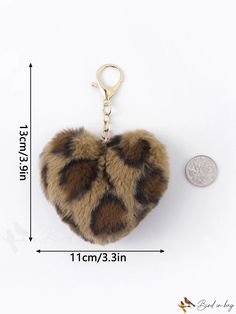 BirdinBag - Chic Heart-shaped Bag Pendant with Leopard Print Football Keychain, Heart Shaped Bag, Leopard Print Bag, Heart Bag, Word Wrap, Leopard Pattern, Bird In Bag, Car Keys, Fabric Patterns