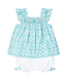 Style # LP-NP380 Made with 100% Cotton Casual Ruffled Sets For Daywear, Spring Cotton Smocked Sets, Green Cotton Smocked Top For Summer, Angel Sleeves Dress, Ruffle Sleeve Top, Lavender Dresses, Ruffled Sleeve Top, Embroidered Denim