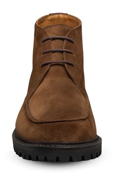 A supple suede upper and moc toe bring timeless sophistication to a rugged chukka boot grounded by a durable lug sole. Lace-up style Leather upper and lining/rubber sole Made in the USA Chukka Boots Men, Chukka Boot, Allen Edmonds, Nordstrom Store, Lug Sole, Up Styles, Chukka Boots, Boots Men, Rubber Sole