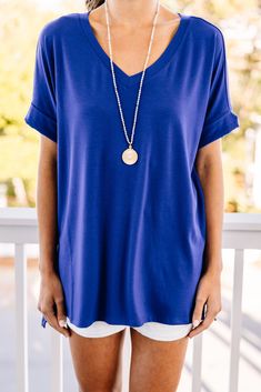 This versatile v-neck tee is here to make your life easy! It's honestly the perfect top for year round styling and layering. You can knot the hem or half tuck into your favorite jeans or shorts. You can layer it with all sorts of jackets, shackets, or kimonos. And don't even get us started on accessories! The options are absolutely endless! This top is truly a staple piece! This top features a v neckline, short cuffed sleeves, and a generous fit.Material has generous amount of stretch.Sydney is Blue T-shirt For Summer Layering, Blue V-neck Top For Everyday, Blue V-neck Top For Everyday Wear, Casual Summer V-neck Top For Layering, Mint Julep Boutique, Mint Julep, Blue V, Solid Tops, Staple Pieces