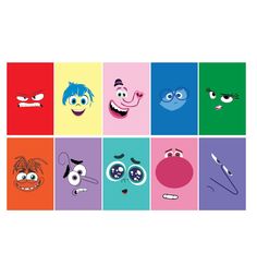 an assortment of cartoon faces on different colored squares