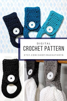 crochet pattern for fingerless mittens with buttons on them and the text overlay reads digital crochet pattern