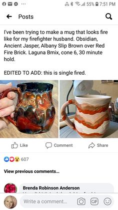 two screenshots of coffee mugs with the caption'i've been trying to make a murg that looks like an american flag for my firebird