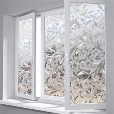 an open window with frosted glass on it