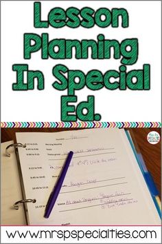 a notebook with the words lesson planning in special ed