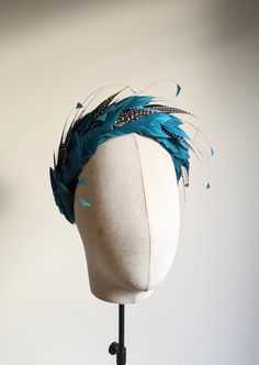 Fabric Headband Tutorial, Large Brim Hat, Halo Band, Headband Tutorial, Types Of Hats, Blue Headband, Wedding Fascinators, Padded Headband, Feather Headband