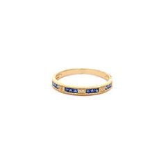 Combination of sapphires and diamonds calls for perfect pairing. This structured, art deco inspired design is a perfect half band for everyday wear. Front of the band width, 1.8 mm Back of the band width, 2.3 mm Formal Sapphire Ring With Stackable Diamonds, Classic Sapphire Stackable Diamond Ring, Formal Stackable Sapphire Ring With Diamonds, Classic Stackable Sapphire Diamond Ring, Yellow Gold Sapphire Ring With Channel Set Diamond, Formal Sapphire Stackable Diamond Ring, Classic Stackable Sapphire Ring With Diamonds, Art Deco Inspired, Diamond Art