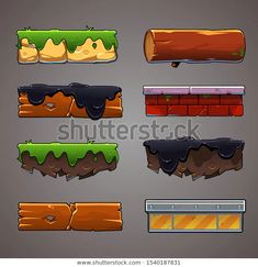 the different types of bricks and bars for game design or web page decoration - stock photo