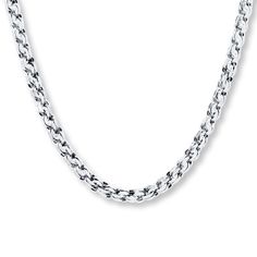 Double links of 10K white gold give this 22-inch men's chain necklace a distinctive look. The chain secures with a lobster clasp. White Gold Chain Link Necklace With Lobster Clasp, White Gold Wheat Chain Link Necklace, White Box Chain Link Necklace, Gold Chain Design, Jared The Galleria Of Jewelry, Mens Chain Necklace, Dope Jewelry, Popular Jewelry, Eternity Band Diamond