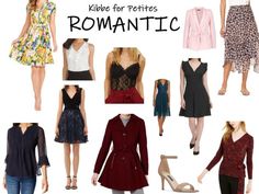 Romantic Kibbe Body Type Style, Petite Theatrical Romantic, Kibbe Romantic Shorts, Romantic Type Kibbe Outfits, Kibbe Romantic Clothes, Petite Romantic Style, Kibbe Romantic Capsule Wardrobe, Romantic Kibbe Style Fashion Looks, Romantic Looks For Women