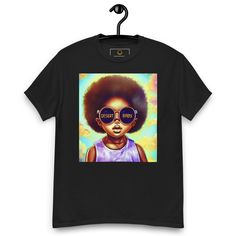 Unleash your inner explorer with our Desert Dreamer Tee. Featuring a vibrant design of a young dreamer with an afro, wearing sunglasses that reflect the words "Desert Baby," this shirt captures the essence of the adventurous and free-spirited lifestyle inspired by the desert. Perfect for those who see the world through a lens of endless possibilities and beauty. Features: Premium Quality: Made from soft, breathable cotton for ultimate comfort and durability. Unique Design: Showcases a striking i Funky Short Sleeve T-shirt For Summer, Funky Short Sleeve Cotton T-shirt, Funky Cotton T-shirt For Summer, Funky Cotton Summer T-shirt, Funky Streetwear Tops For Summer, Desert Dreamer, Beauty Features, Wearing Sunglasses, See The World