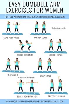 Arm Exercises For Women, Exercises For Arms, Christina Carlyle, Workout Instructions, Holistic Fitness, Dumbbell Exercises, Dumbell Workout