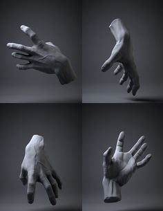 four different images of hands and fingers in various positions, with one being extended to the other