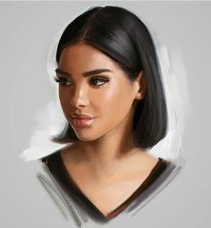 a drawing of a woman with black hair