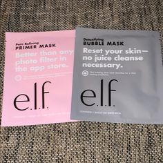 Elf Cosmetics 2 Pack Bundle Face Masks: Pore Refining Primer Mask, Detoxifying Bubble Mask Elf Skincare, Bubble Mask, Elf Cosmetics, Skin Care Mask, Skin Care Women, Makeup Tools Brushes, Pink Gray, Face Masks, Makeup Brushes