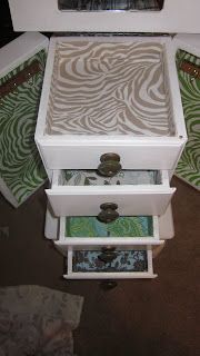 a white microwave oven sitting on top of a counter next to green and white tiles