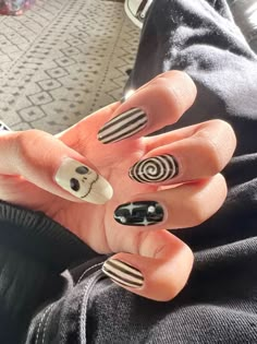 Jack Nails, Nightmare Before Christmas Nails, Acrylic Nail Set, Acrylic Nail Kit, Goth Nails, Grunge Nails, Pretty Gel Nails, Halloween Nail Designs