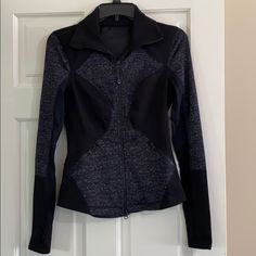 This Is A Super Cute Jacket . Never Worn And In Perfect Condition. Gray Long Sleeve Track Jacket For Fall, Gray Long Sleeve Fall Track Jacket, Gray Long Sleeve Athleisure Outerwear, Fitted Black Track Jacket For Winter, Black Athleisure Outerwear For Layering, Fitted Black Athleisure Outerwear, Black Fitted Athleisure Outerwear, Fitted Black Track Jacket For Fall, Cute Jackets