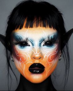 Drag Looks Make Up, Mythical Creature Makeup, Crazy Makeup Looks Creative Full Face, Creature Makeup, Geometric Makeup, Fantasy Makeup Ideas Creative, Extreme Make-up, Dragon Makeup, Alien Makeup