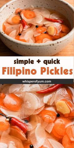 a bowl filled with sliced up carrots and other vegetables