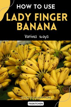 A bunch of Lady Finger bananas, small and yellow, displayed on a wooden table. They have a smooth skin and a slightly curved shape, showcasing their sweet and creamy texture, perfect for snacking or baking. Small Banana, Lady Fingers, Bananas, Food Inspiration, Healthy Snacks