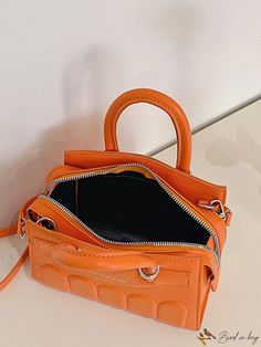 BirdinBag - Chic Womens Crossbody Bag: Stylish and Compact Square Design Orange Double Handle Shoulder Bag For Errands, Modern Orange Crossbody Bag, Orange Double Handle Bag For Errands, Orange Shoulder Satchel For Errands, Orange Bag With Removable Pouch And Double Handle, Orange Crossbody Box Bag For Shopping, Orange Handheld Bag With Removable Pouch, Orange Double Handle Bag With Removable Pouch, Orange Satchel With Detachable Strap For Errands