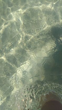 a person standing in shallow water with their feet up