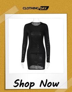 Women's Spring Summer Fashion Sexy Solid Color Ripped Long Sleeve Bodycon Dress Sleeve Bodycon Dress, Long Sleeve Bodycon, Long Sleeve Bodycon Dress, Spring Summer Fashion, Summer Fashion, Bodycon Dress, Shop Now, Spring Summer