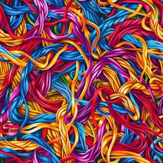 an image of colorful streamers that are in the shape of rainbows and blue