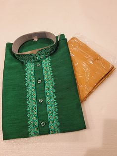 This listing is 1 full set of Kurta Pajama in specified color for Men.  Men's Kurta Pyjama with weaving work.  The sizes are available. Please measure your chest around and Order sizes accordingly. Kurta comes with pyjama This is size 44, fits someone with chest measurements 44inch. RAMADAN, EID, VALENTINE, PONGAL, SANKRANTI, WEDDING, HALDI, MEHENDI, UGADI, LOHRI, RAKSHABANDHAN, AKSHAYTRITHYA, NAVRATRI, CHETTICHAND, ONAM Please measure your chest around and order sizes accordingly Green Ceremonial Kurta For Transitional Season, Transitional Green Kurta For Ceremonial Occasions, Green Kurta For Ceremonial Occasions, Transitional Season, Green Long Sleeve Traditional Wear With Patterns, Green Cotton Kurta With Embroidered Border, Transitional Green Cotton Sherwani, Traditional Green Kurta For Festivals, Green Kurta For Traditional Ceremonies, Ceremonial Green Churidar With Straight Kurta