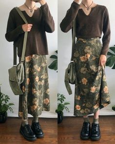 Long Skirt Semi Formal Outfit, Fairy Academia, Women Winter Outfits, Thrift Inspo, Mode Hippie, Dream Aesthetic, Earthy Outfits, Estilo Hippie, Modest Fits