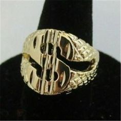 Size 8 Mens 14kt Gold Ep Dollar Sign $ Bling Hip Hop Designer Ring This Listing Is For A 14kt Gold Ep (Electroplated) Men's Dollar Sign $ Hip Hop Bling Designer Style Ring In A Size 9 It Is Diamond Cut For Added Sparkle. Zipper Jewelry, Hip Hop Bling, Hip Hop Rings, Payment Due, Dollar Sign, Mens Accessories Jewelry, Ring Color, Ring For Men, Mens Gold