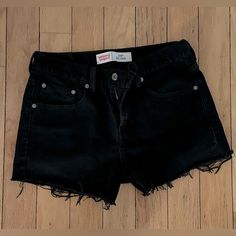 Bought And Never Worn. See Pics For Measurements. Super Cute!! New! Levis Black Jeans, Black Jean Shorts, Black Jean, Levi Shorts, Low Waisted, Jean Shorts, Levi's, Super Cute, Womens Shorts