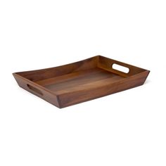 a wooden tray with handles on it