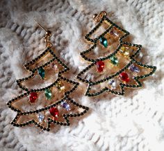 For the person who loves to sparkle! Festive Holiday Jewelry With Rhinestones, Christmas Festive Jewelry With Rhinestones, Christmas Party Jewelry With Sparkling Details, Sparkling Jewelry For Christmas Party, Sparkling Christmas Party Jewelry, Purple Sage, Crystal Earrings, Christmas Trees, Labour Day