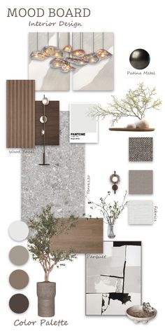 mood board for interior design with neutral tones