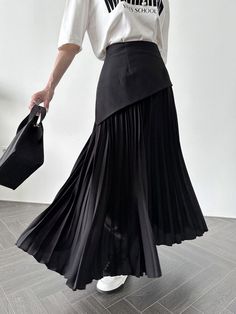 Womens Long Skirt, Nature Dress, Full Length Skirts, Autumn 2023, Bleach Wash, Street Style Outfit, Fitted Dress, Long Skirt, Pleated Skirt