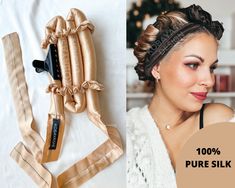 100% Mulberry Silk heatless curl ribbon robe curler, long soft no -hear hair curler set with silk Scrunchies ,Organic silk curling set Curl Hair Without Heat, Heat Free Curls, Ribbon Curls, Heatless Curlers, Heatless Hair, Large Curls, Heatless Hair Curlers, Silk Scrunchies, Heatless Hairstyles