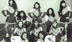 an old black and white photo of cheerleaders from the 1970's or early 1970s's