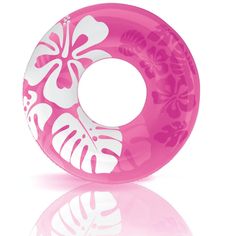 a pink and white flowered design on the front of a skateboard wheel,