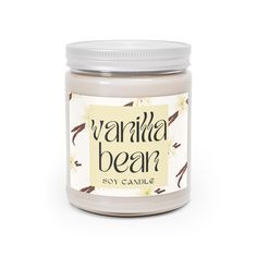 vanilla bean soy candle in a glass jar