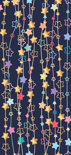 an abstract pattern with stars and lines on a dark background, in pastel colors