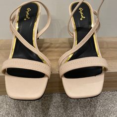 Purchased From Francesca's But Never Worn Synthetic Slingback Sandals With Wrapped Heel And Round Toe, Cream Strappy Synthetic Heels, Cream Synthetic Strappy Heels, Qupid Shoes, Walker Boots, Fit N Flare Dress, Rain And Snow Boots, Boot Sandals, Strap Sandals