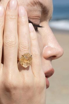 Natural citrine rough slice set in gold polished brass with a simple band ring that is adjustable to any size. Because all gemstones are unique in its own right, their shapes, sizes and colors vary. Thus, please scroll the pictures and pick a ring that "calls" your name and make your selection from the drop box. Product details - Gemstone: citrine - Gemstone shape: rough - Metal: brass - Band color: gold  - Size: adjustable - Comes with a designer box and a pouch Raw Citrine, Simple Band, Natural Gemstone Ring, Brass Band, Citrine Stone, Citrine Ring, Natural Citrine, Citrine Gemstone, Gold Polish