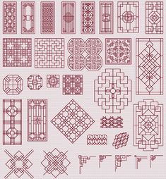 a bunch of cross stitch designs on a white background