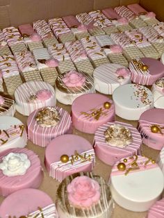 many cakes are arranged on the table for someone's special occasion to be served