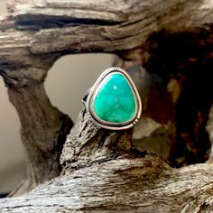 Handmade Sterling Silver Ring. Beautiful Triangle Shaped Turquoise Stone. The Stone Is More On The Green Side Green Side, Sterling Silver Rings Turquoise, Handmade Sterling Silver Rings, Ring Turquoise, 5 Rings, Turquoise Rings, The Stone, Triangle Shape, Handmade Sterling Silver