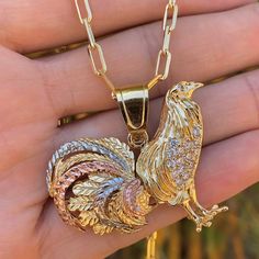 This 14k Gold-Filled Chicken Rooster Necklace Is Adorned With Sparkling Cz Stones. Its Intricate Design Captures The Essence Of Courage And Confidence, Making It A Unique And Eye-Catching Accessory. Product Details Material: 14k Gold Filled Metal Purity: 14k Chain Size: 20" Inches Pendant Size: 33x45mm Hypoallergenic, Nickel Free Chain Thickness: 3.5mm Jewelry Type: Necklace Stone Type: Cubic Zirconia Stone Shape: Round Gender: Unisex Age Group: Adults Condition: 100% Brand New Our Lady Of Virge Catholic Jewelry Necklace, Guadalupe Necklace, Rooster Design, Necklaces Heart, Mens Fashion Style, Chain Making, Necklace Stone, Catholic Jewelry, Color Necklace